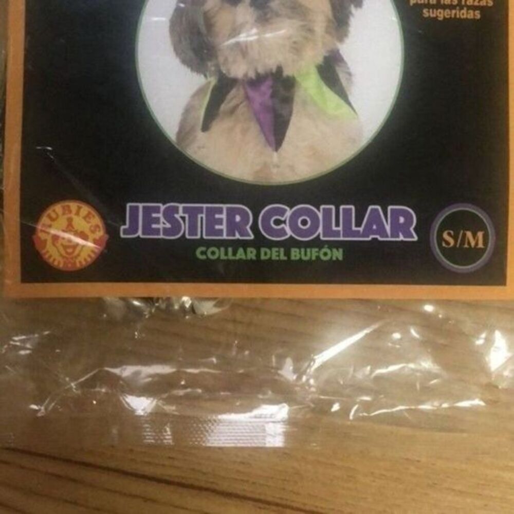Rubies Pet Shop Boutique Jester Collar Dog Costume Accessory Purple Green S/M - Picture 4 of 8